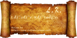 Lázár Kálmán névjegykártya